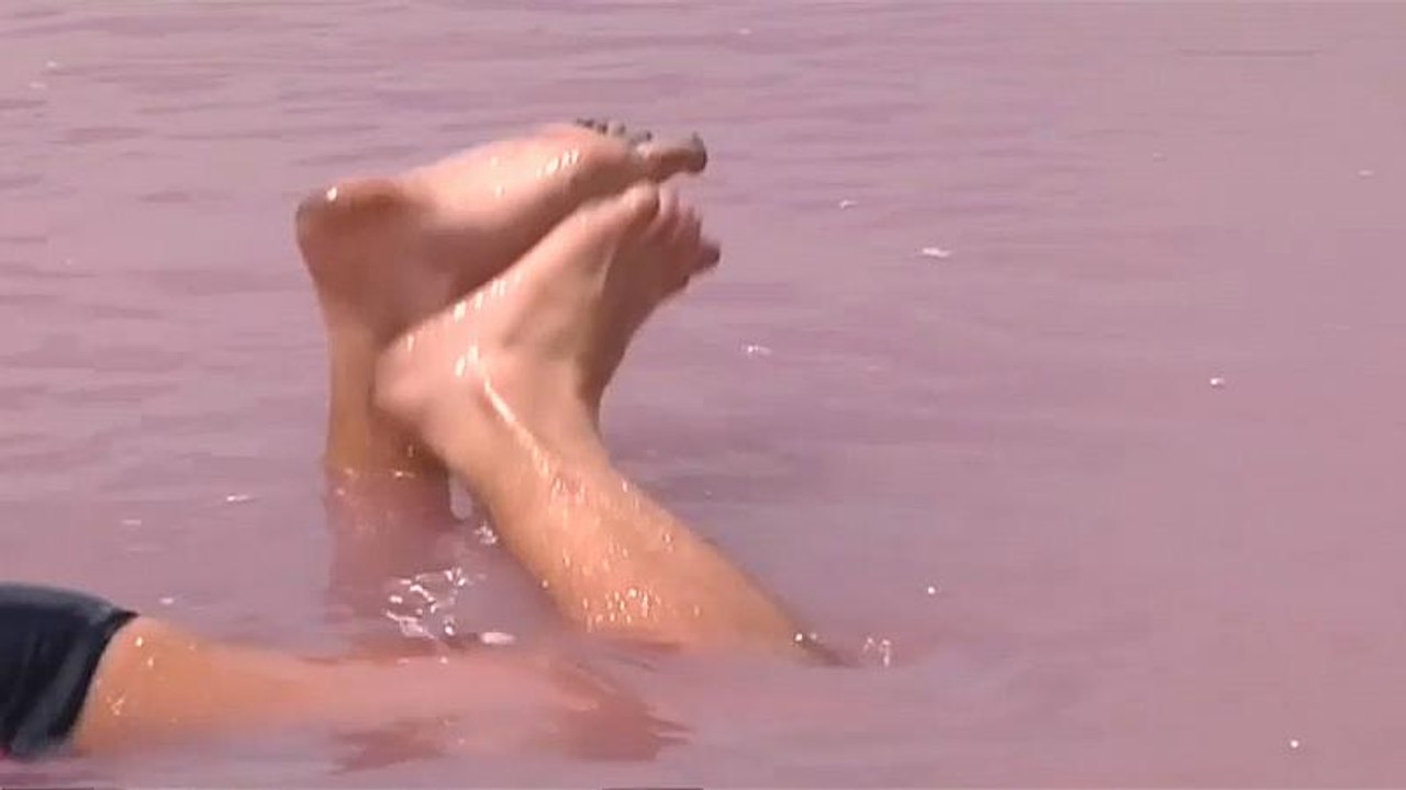 Rosa Salzsee zieht Touristen an