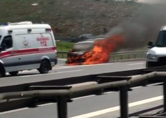 Tem Otoyolu'nda Korkutan Yangın