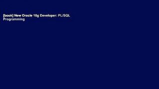 [book] New Oracle 10g Developer: PL/SQL Programming