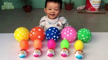 Learn Colors with Balloons and KINDER JOY Surprise Eggs Play Doh Finger Family rhymes for