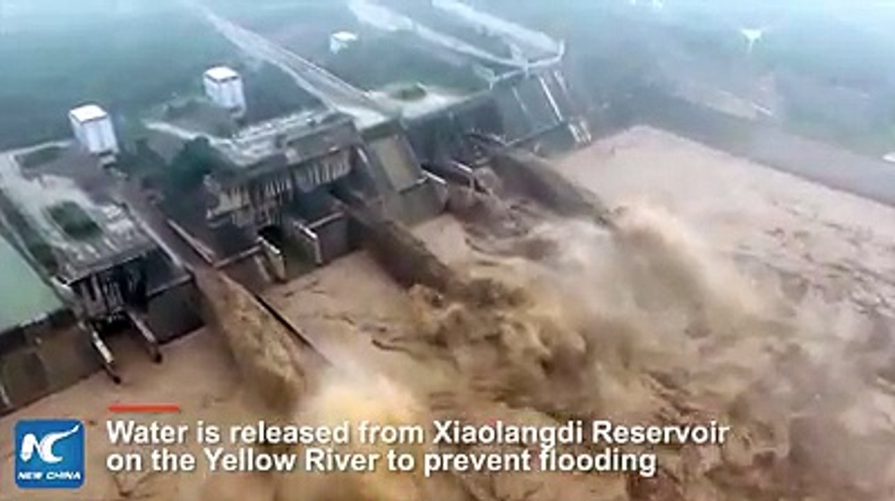 "Water from the sky": China discharges water from the Xiaolangdi Dam in an annual cleansing effort to prevent flooding along the Yellow River.