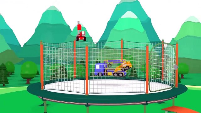 One Zeez Slides for Children ! Tiny Trucks with The Giant Slide at The Funfair