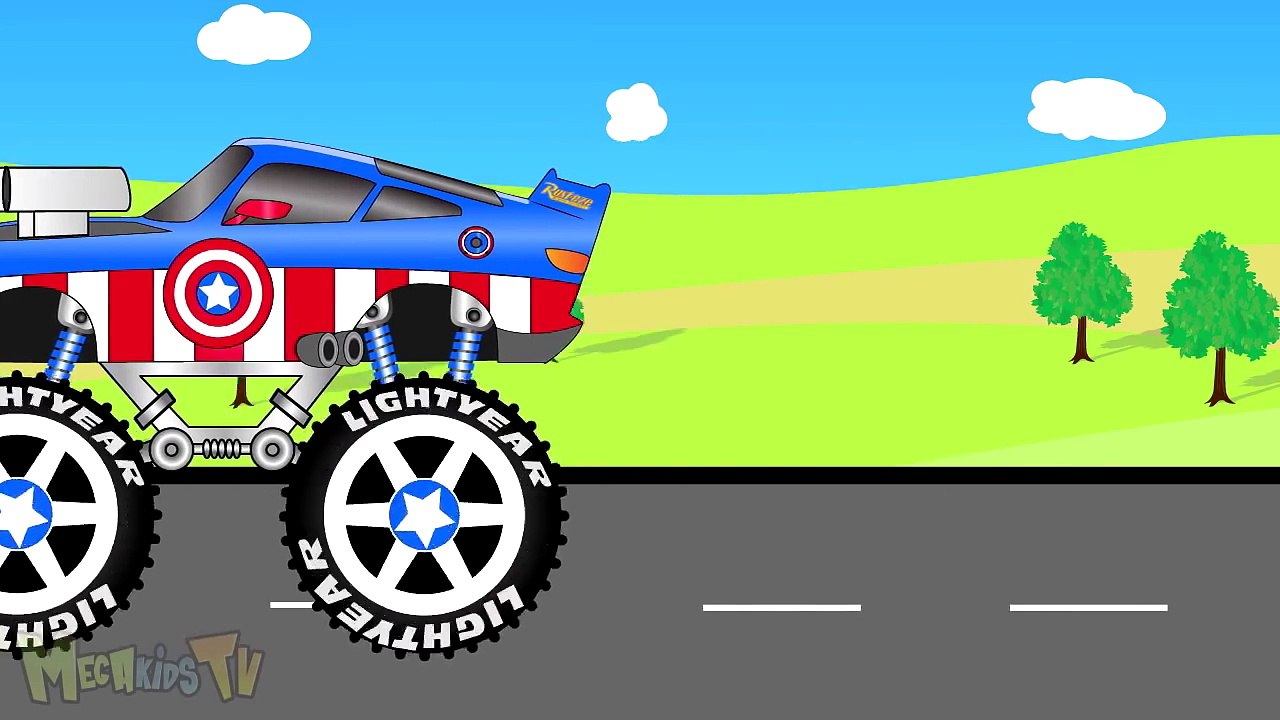 Batman Truck Vs Captain America Truck Monster Truck For Children Kids Cartoon