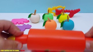 Learn Colours with DIY Play Doh Apples with Wild Animal Fun Cookie Cutters for Children