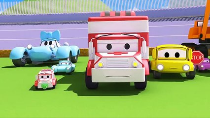 Amber LAmbulance - Jerry la Voiture de Course et Les Rochers - Dessin animé de camions