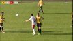 Knattspyrnufélag's Gudjonson scores a sensational free kick goal from the middle of the pitch!