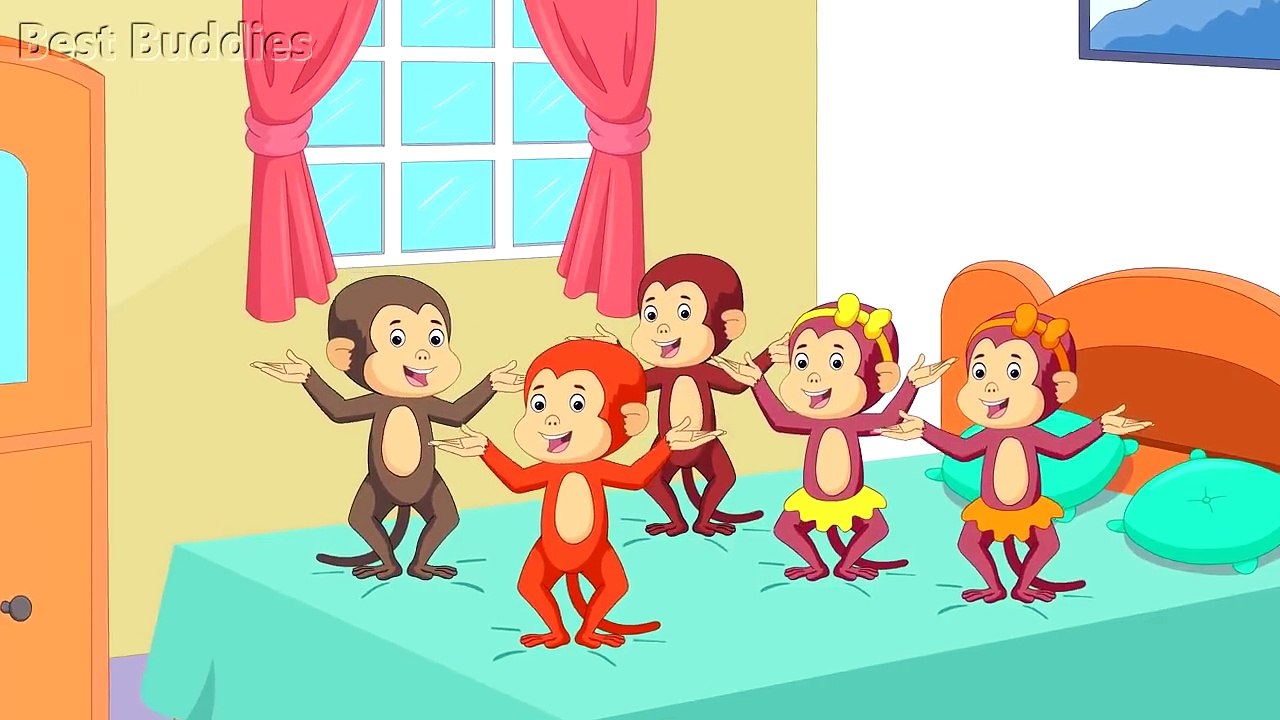 Five Little Monkeys Jumping On The Bed | Nursery Rhyme and Childrens Song | Best Buddies