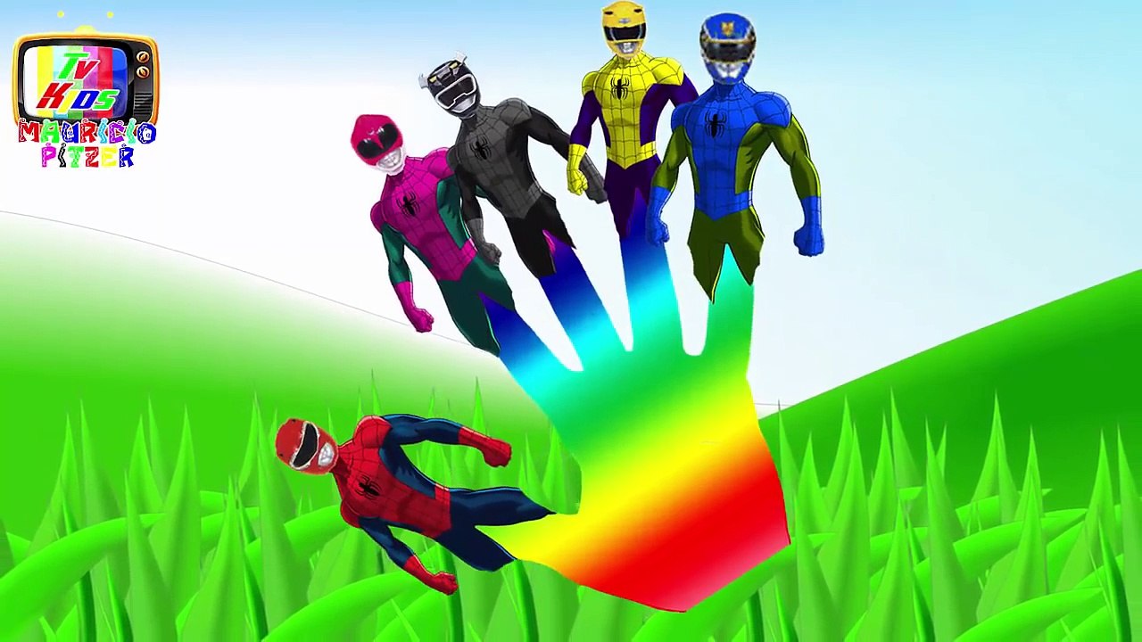 Homem Aranha e POWER RANGERS Finger Family Cartoon Animation Rhymes Videos para Crianças