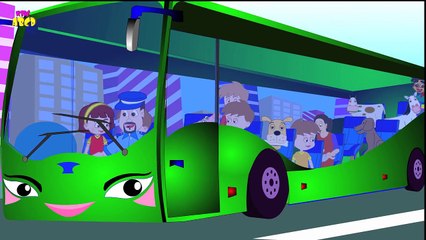 Wheels On The Bus | Green Bus | Nursery Rhymes For Children | HD Version