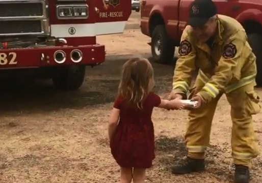 Adorable Toddler Gives Breakfast to California Firefighters Battling Carr Fire