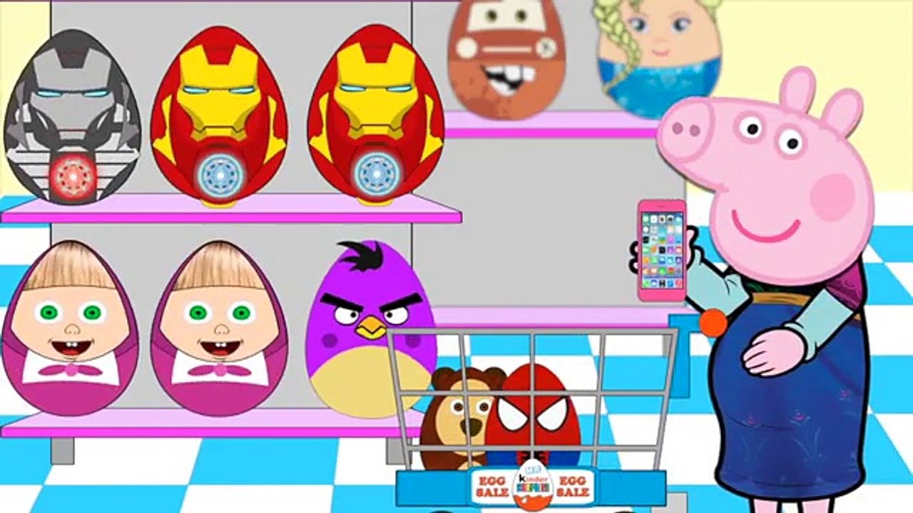 New Peppa Pig Kids Shopping Surprise Eggs | Spiderman Ironman Masha And The Bear Toys #Ani