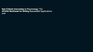 New E-Book Internships in Psychology: The APAGS Workbook for Writing Successful Applications and