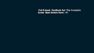 Full E-book  DocBook Xsl: The Complete Guide  Best Sellers Rank : #1