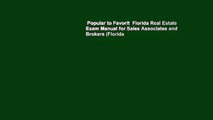 Popular to Favorit  Florida Real Estate Exam Manual for Sales Associates and Brokers (Florida