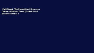 Full E-book  The Pocket Small Business Owner s Guide to Taxes (Pocket Small Business Owner s