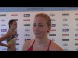 Isabelle Pedersen (NOR) after winning serie 100m hurdles