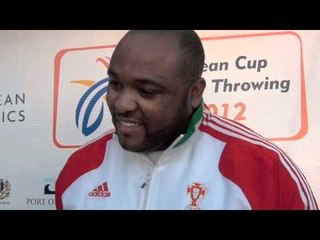 Marco Fortes (POR) after winning shot put with new national record, men