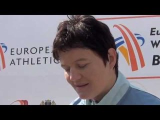 Martina Ratej (SLO) after winning javelin throw, women group A
