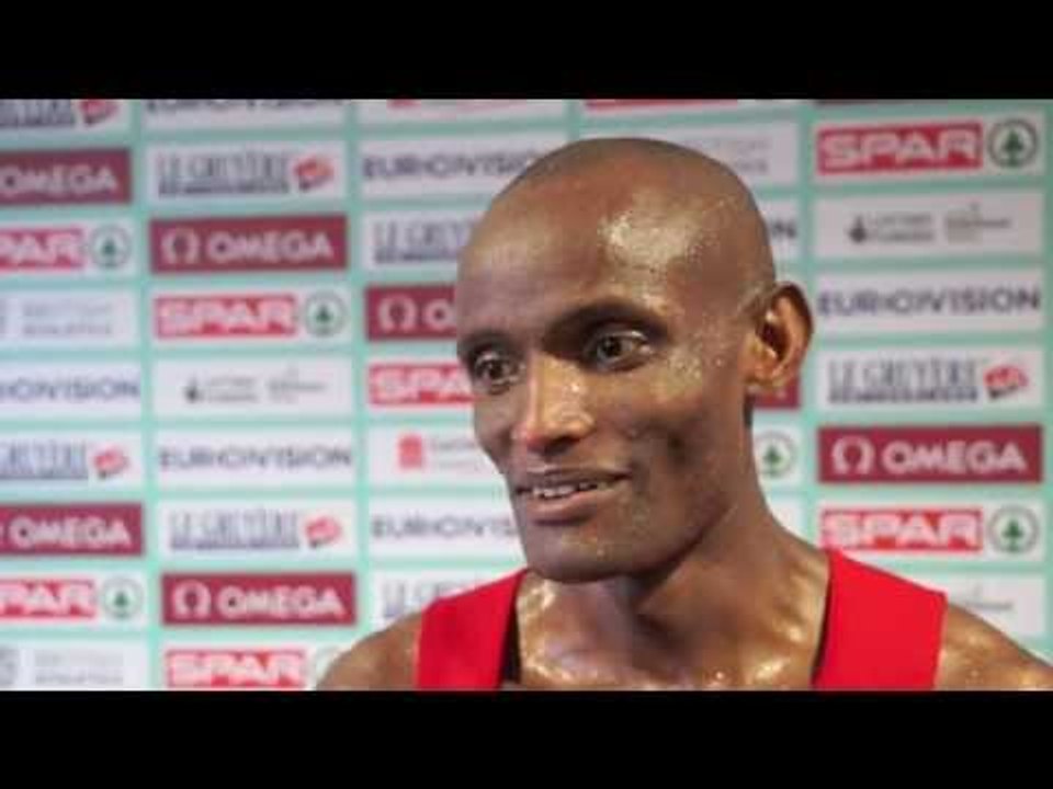 Tarik Langat Akdag (TUR) after winning the 3000m steeple at Gateshead 2013 ETCH