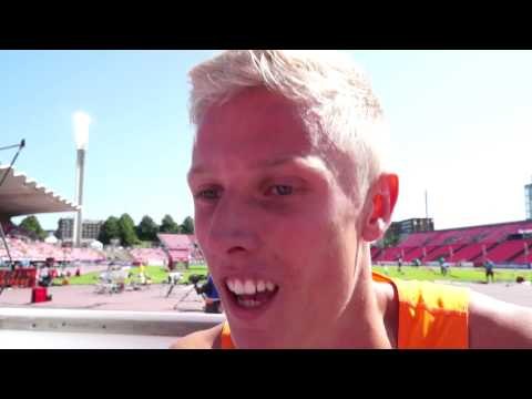 Koen Smet (NED) after semi-finals 110m Hurdles, Tampere 2013