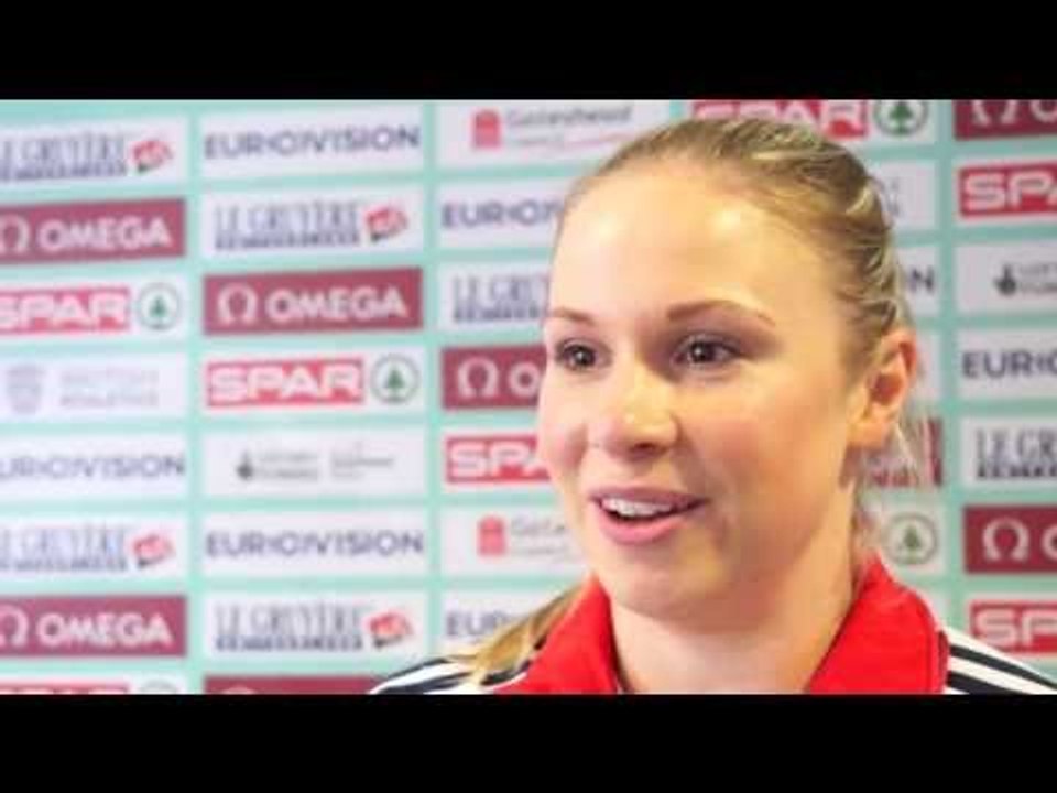Sophie Hitchon (GBR) after throwing a national record in hammer throw at Gateshead 2013 ETCH