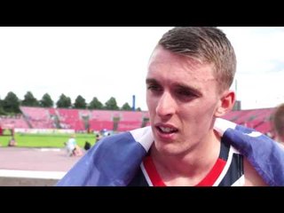 Charlie Grice (GBR)  after winning silver in the 1.500m, Tampere 2013