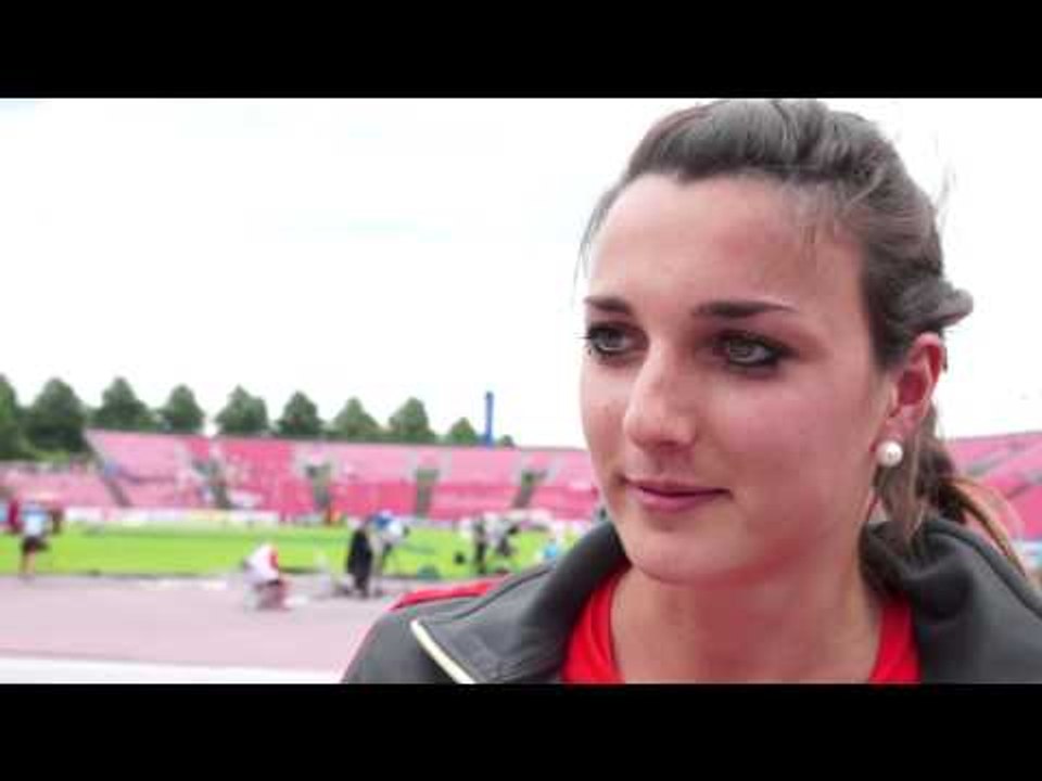 Lena Malkus (GER) after winning the Long Jump, Tampere 2013 (in German)