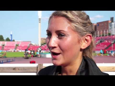 Gesa-Felicitas Krause (GER) after winning the 3.000m Steeple Chase, Tampere 2013