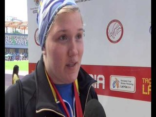 Viktoriya Klochko (UKR) after 2nd place in Discus U23, Leiria 2014