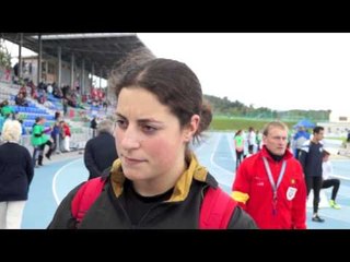 Maria Toimil (ESP) after winning Discus Throw, Brno