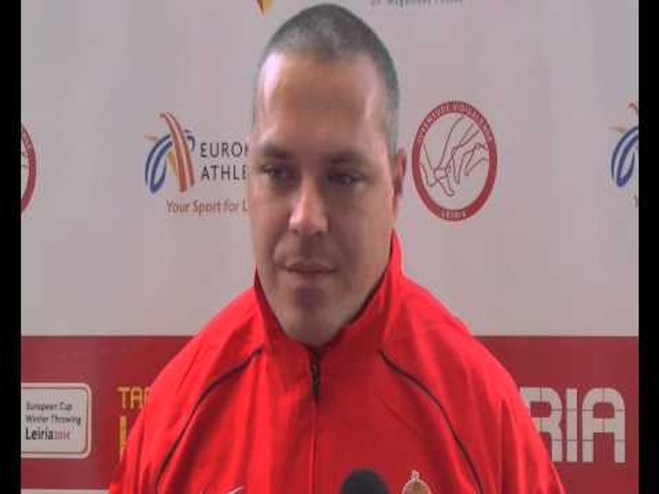 Krisztian Pars (HUN) after 2nd place Hammer Throw, Leiria 2014