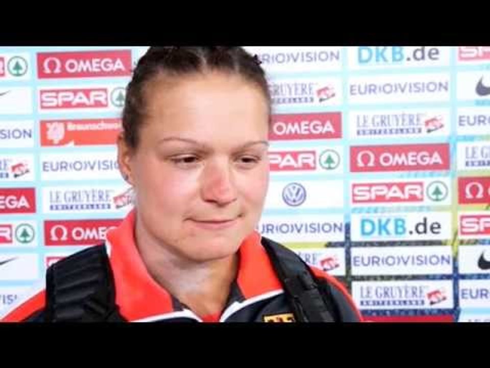 Christina Schwanitz (GER) after winning Shot Put (in German)
