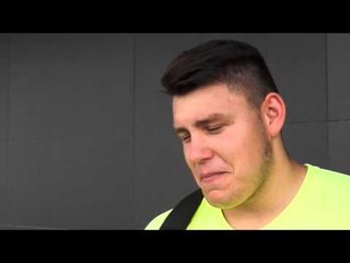 Konrad Bukowiecki (POL) after winning Shot Put