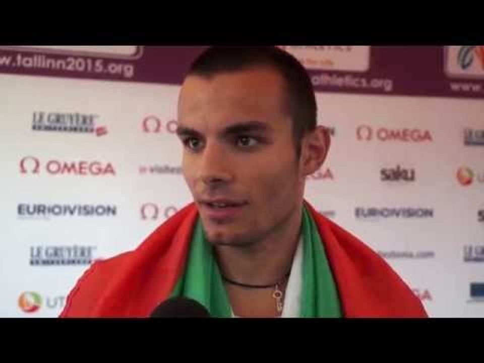Denis Dimitrov (BUL) after winning Silver in the 100m