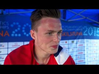 Karsten Warholm (NOR) after winning Silver in the Decathlon