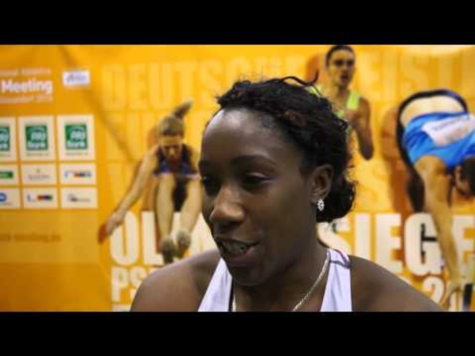 Serita Solomon (GBR) after third place in 60mH in Düsseldorf