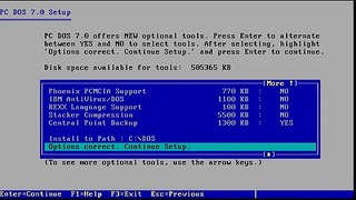 Installing IBM PC DOS 7.0