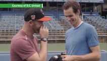 Wayne Rooney warms up Andy Murray ahead of Washington Open