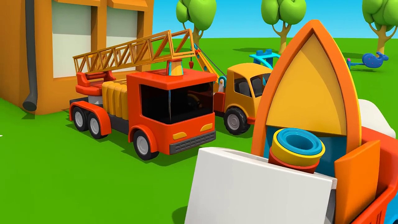 Leo the Truck & a boat. Car cartoon.