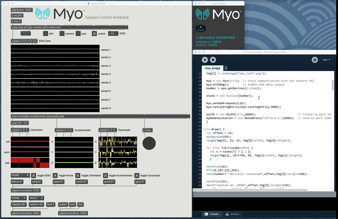 Max/MSP: Myo OSC bridge