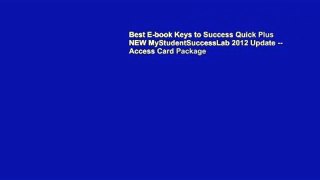 Best E-book Keys to Success Quick Plus NEW MyStudentSuccessLab 2012 Update -- Access Card Package