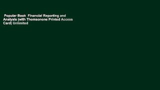 Popular Book  Financial Reporting and Analysis (with Thomsonone Printed Access Card) Unlimited