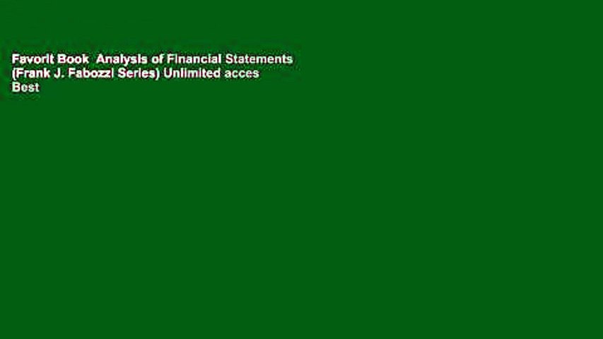 Favorit Book  Analysis of Financial Statements (Frank J. Fabozzi Series) Unlimited acces Best