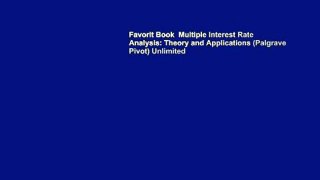Favorit Book  Multiple Interest Rate Analysis: Theory and Applications (Palgrave Pivot) Unlimited