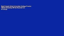 Best E-book Alfred University (College Prowler: Alfred University Off the Record) free of charge