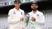 India vs England 1st test: Virat Kohli, Joe Root unveils Match Trophy | वनइंडिया हिंदी