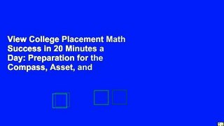 View College Placement Math Success in 20 Minutes a Day: Preparation for the Compass, Asset, and