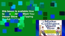 this books is available How to Make Colleges Want You: Insider Secrets for Tipping the Admissions
