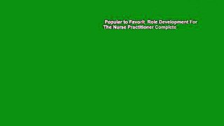 Popular to Favorit  Role Development For The Nurse Practitioner Complete