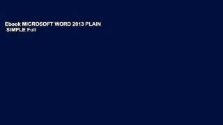 Ebook MICROSOFT WORD 2013 PLAIN   SIMPLE Full